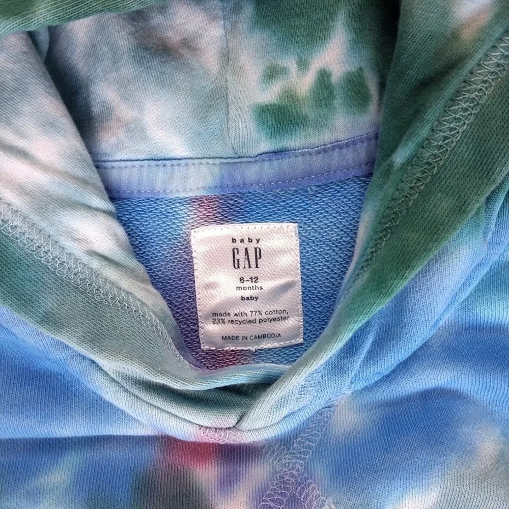 Baby Gap 2pc Tie Dye Hooded 6 9 12 Mos Outfit Shorts Sweatshirt Set Boy Girl